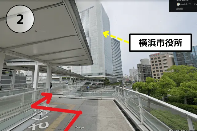 桜木町駅からの横浜市役所へのアクセス②