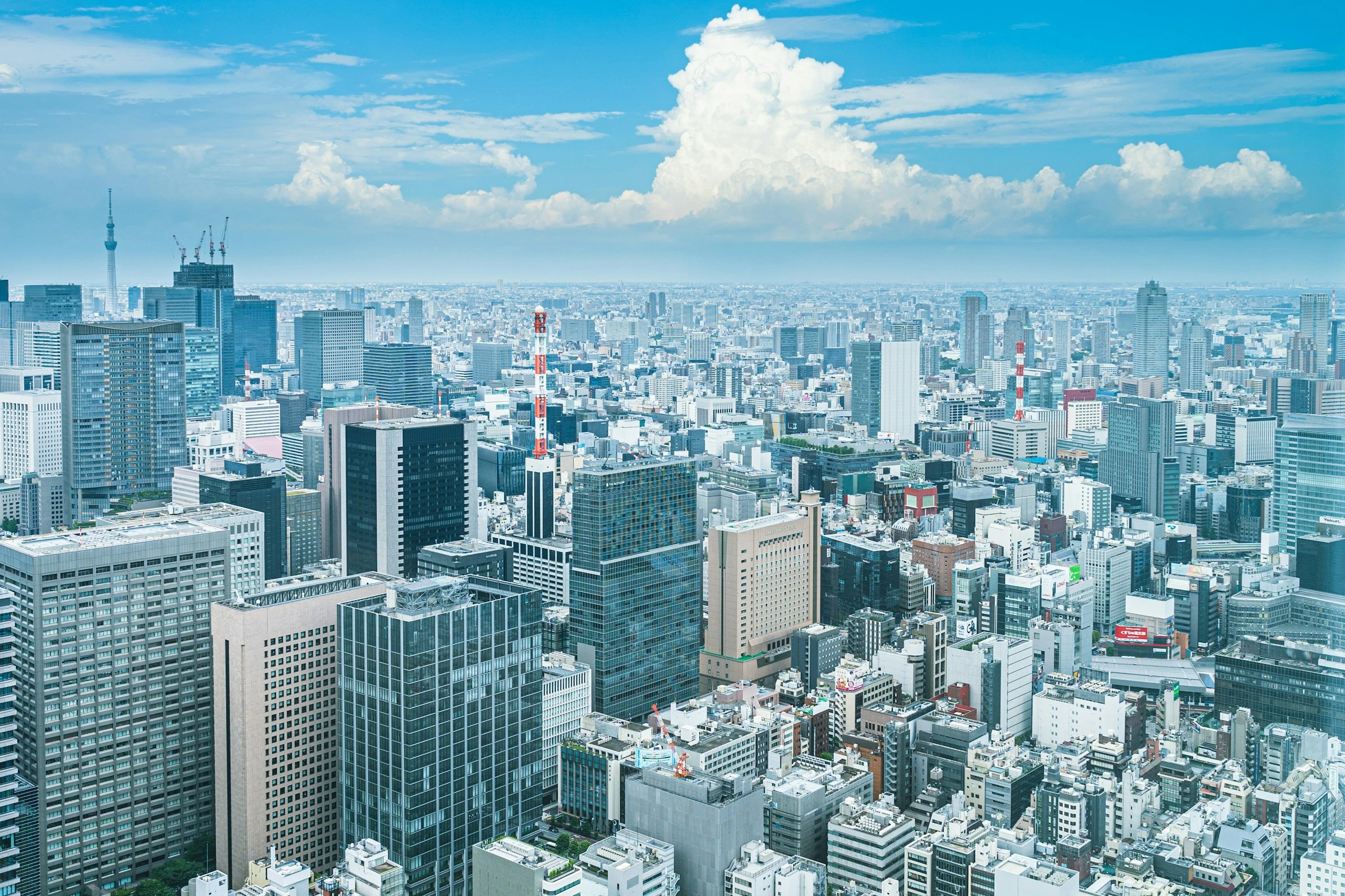 東京のビジネス街を見渡す街並み